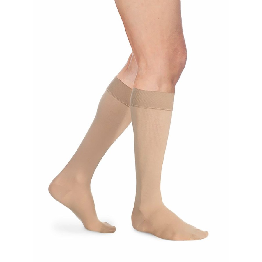 Knee High W/ Silicone Sigvaris | Sigvaris Opaque Men'S Knee High 30-40 Mmhg W/ Silicone Grip-Top