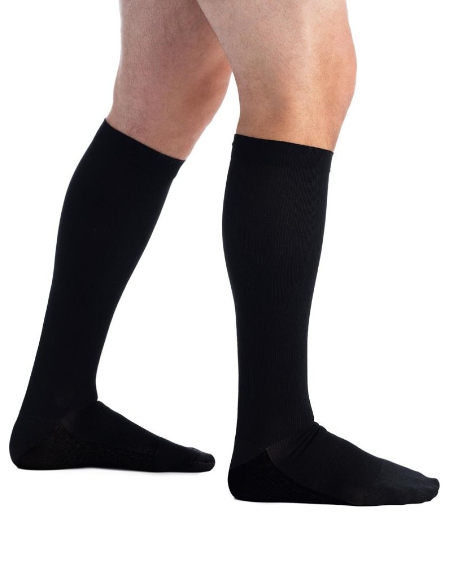 Men EvoNation | Evonation Men'S Copper Sole 20-30 Mmhg Knee High Black