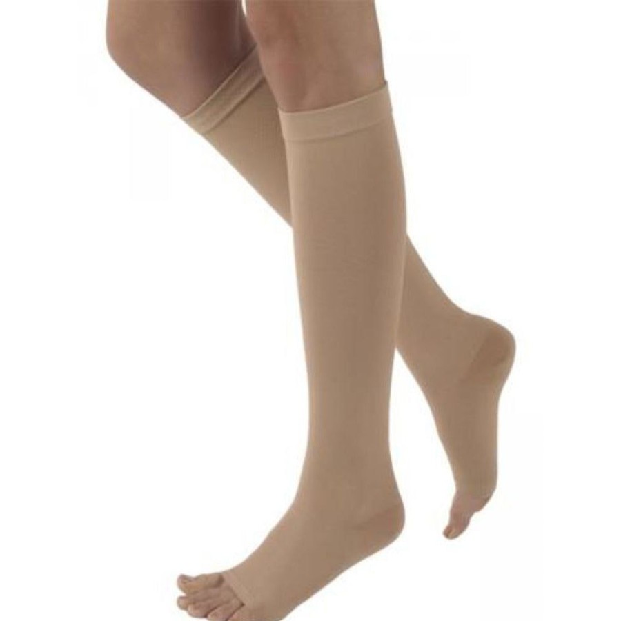 Men Sigvaris | Sigvaris Natural Rubber Knee High 30-40 Mmhg, Open Toe Beige