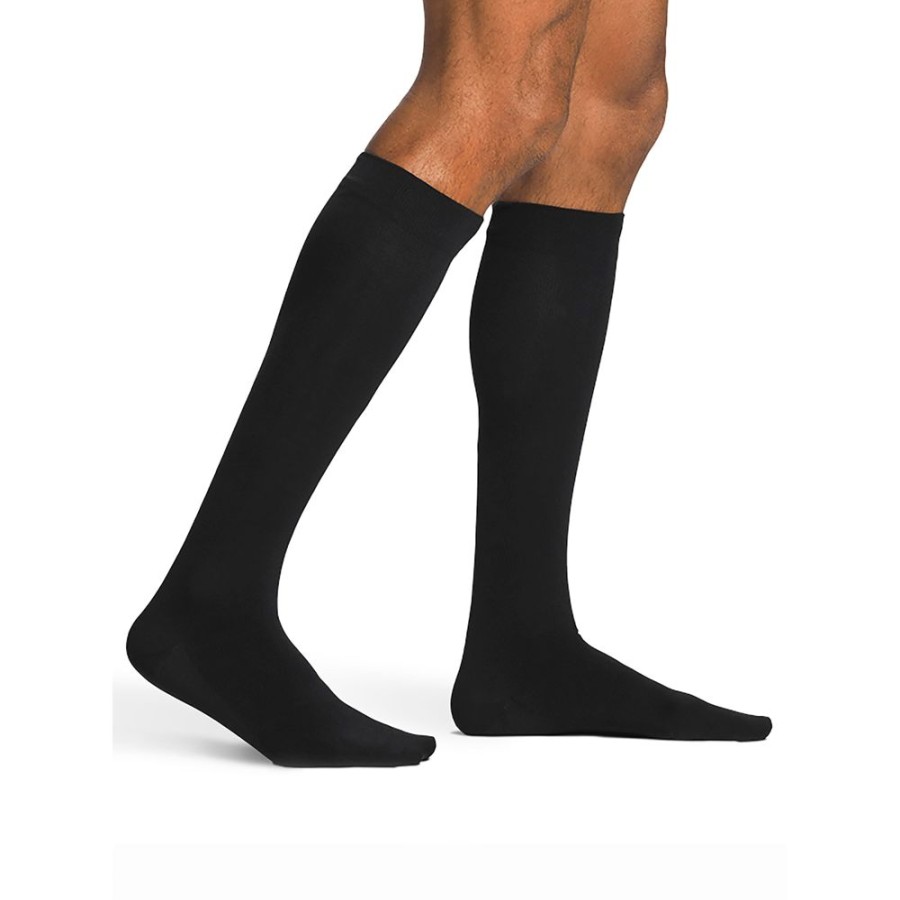 Travel Socks & Stockings Sigvaris | Sigvaris Sea Island Cotton Men'S Knee High 15-20 Mmhg