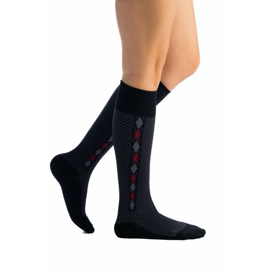 Men EvoNation | Evonation Patterns Mini Argyle 15-20 Mmhg Knee High