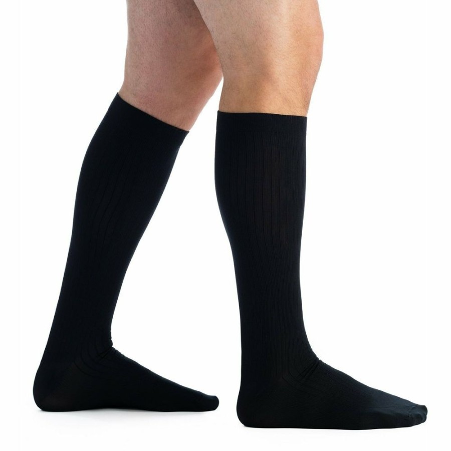 Men EvoNation | Evonation Men'S Classic Ribbed 15-20 Mmhg Knee High