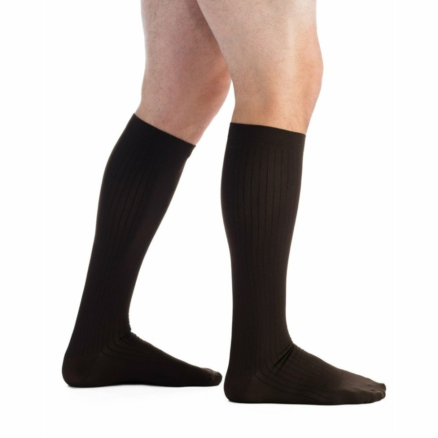 Men EvoNation | Evonation Men'S Classic Ribbed 15-20 Mmhg Knee High