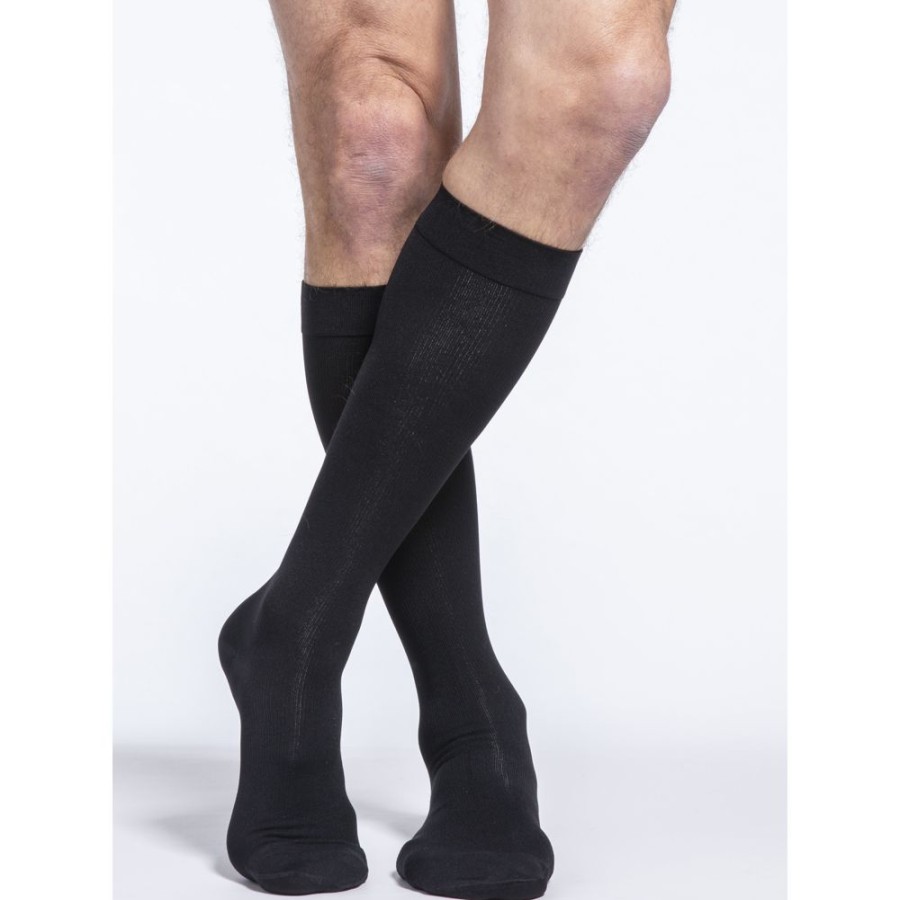 Men Sigvaris | Sigvaris Cotton Men'S Knee High 20-30 Mmhg W/ Silicone Band Grip Top