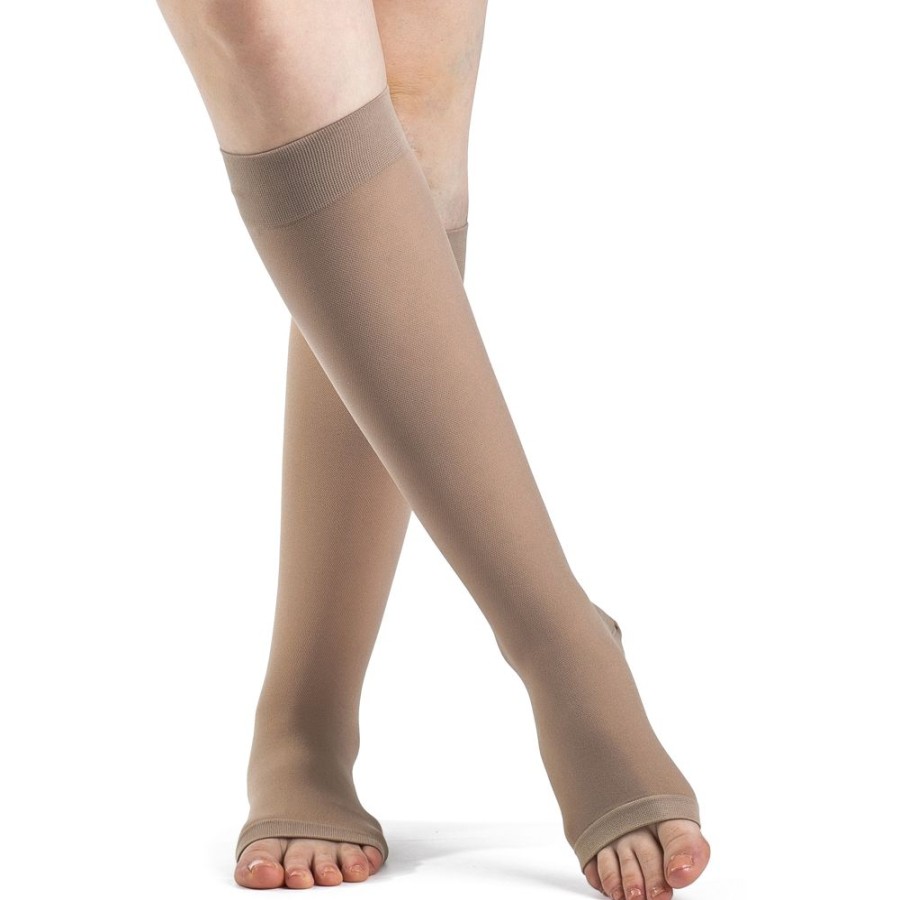 Knee High W/ Silicone Sigvaris | Dynaven Opaque Knee High 20-30 Mmhg, Open Toe W/ Silicone Top