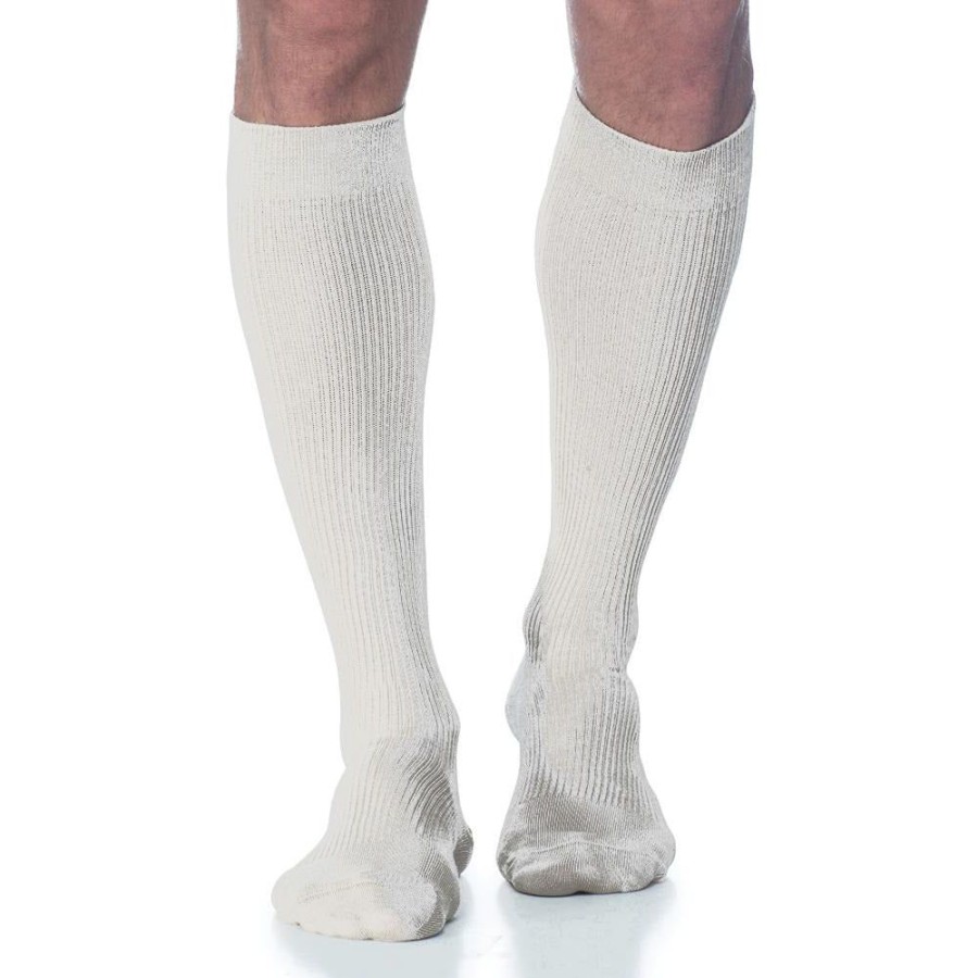 Travel Socks & Stockings Sigvaris | Sigvaris Casual Cotton Men'S Knee High 15-20 Mmhg