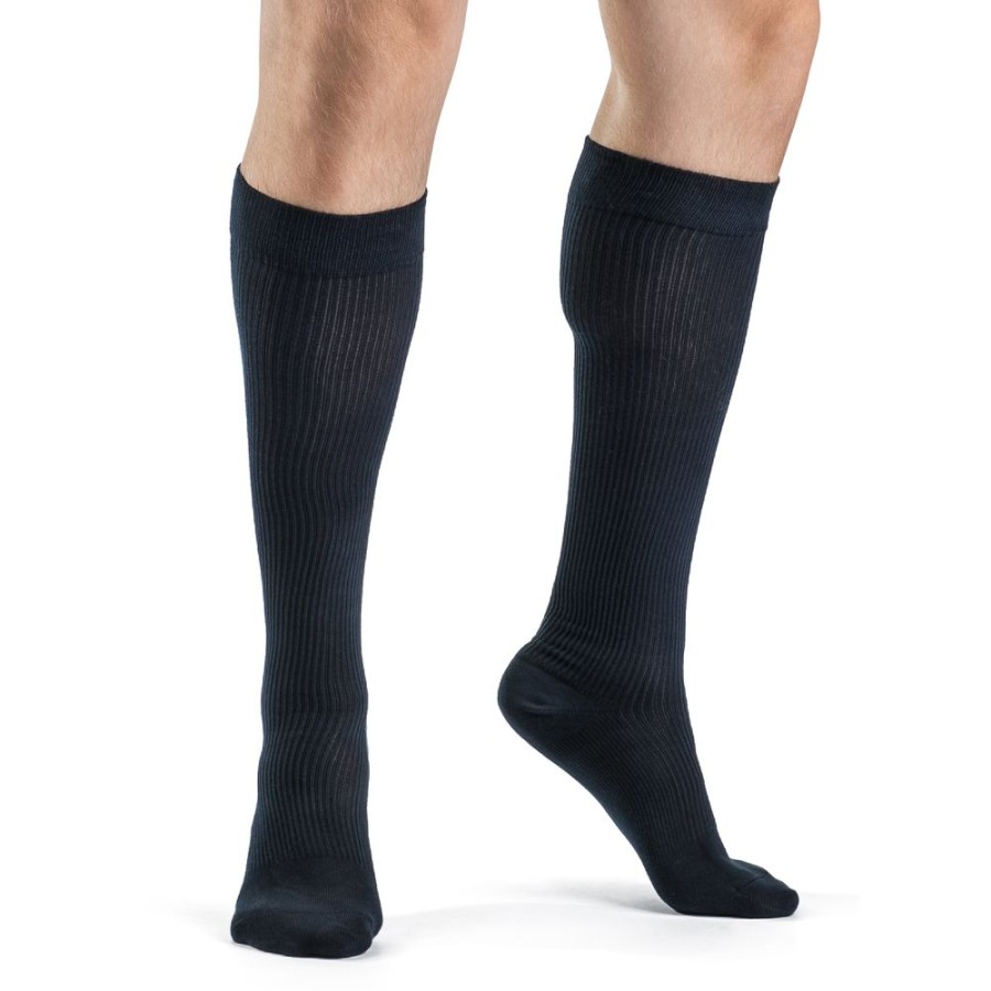 Travel Socks & Stockings Sigvaris | Sigvaris Casual Cotton Men'S Knee High 15-20 Mmhg