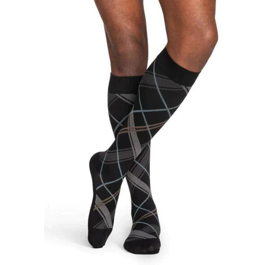 Travel Socks & Stockings Sigvaris | Sigvaris Microfiber Shades Men'S Knee High 15-20 Mmhg