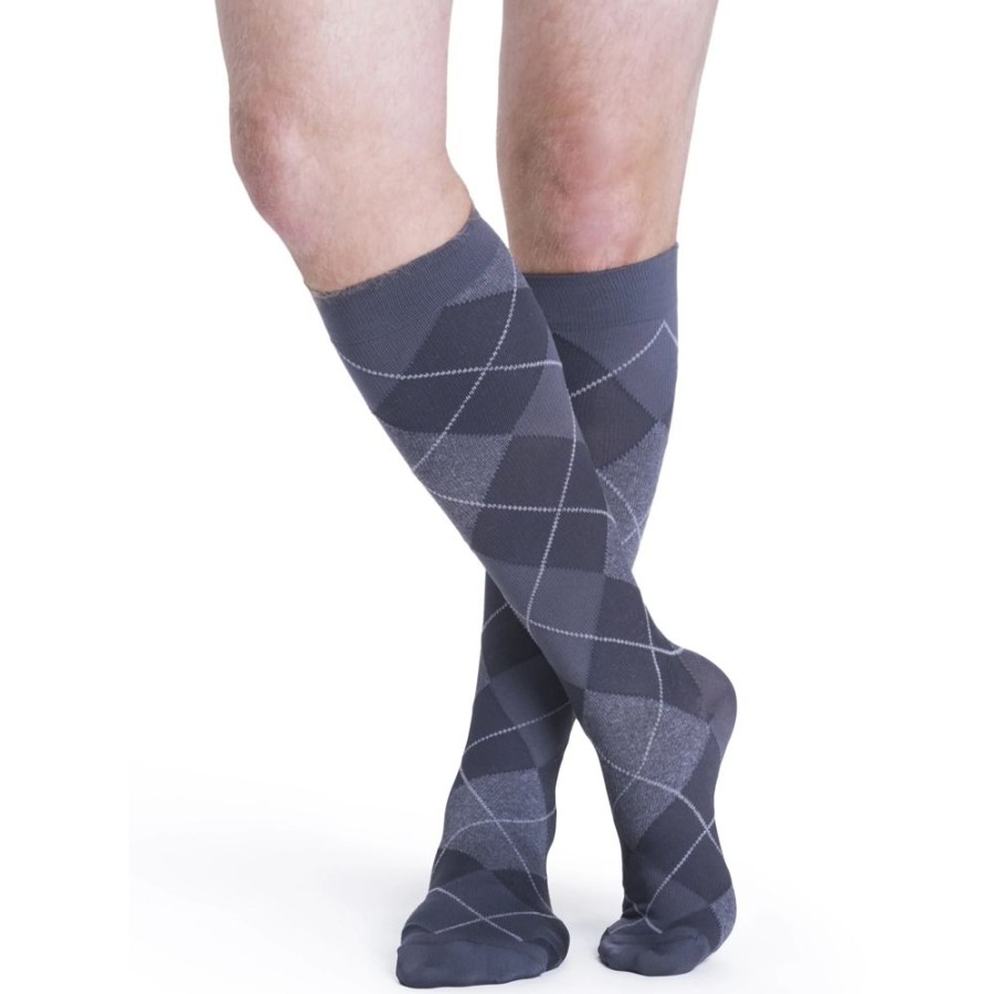 Travel Socks & Stockings Sigvaris | Sigvaris Microfiber Shades Men'S Knee High 15-20 Mmhg