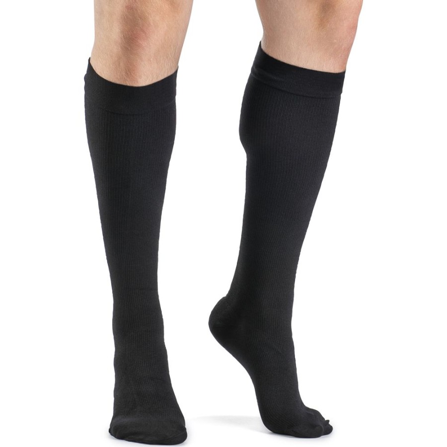 Men Sigvaris | Dynaven Opaque Ribbed Men'S Knee High 30-40 Mmhg