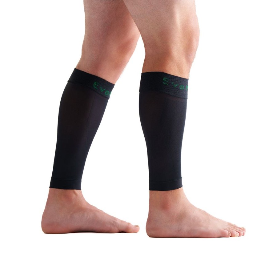 Men EvoNation | Evonation Athletic 10-25 Mmhg Calf Sleeves Black