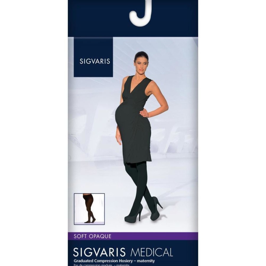 Maternity Support Sigvaris | Sigvaris Soft Opaque Women'S Maternity Panythose 15-20 Mmhg Black