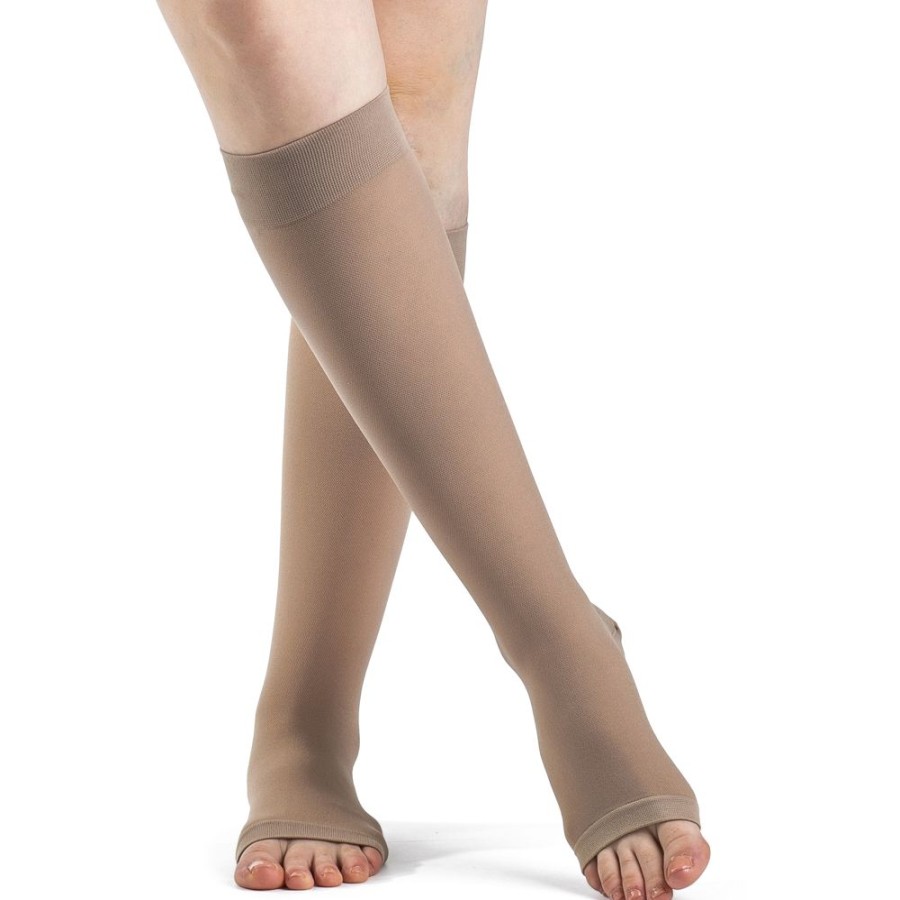 Knee High W/ Silicone Sigvaris | Dynaven Opaque Knee High 15-20 Mmhg, Open Toe W/ Silicone Top