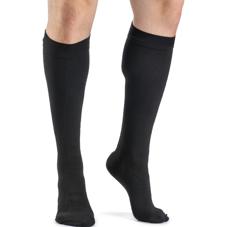 Men Sigvaris | Dynaven Opaque Ribbed Men'S Knee High 20-30 Mmhg W/ Silicone Top