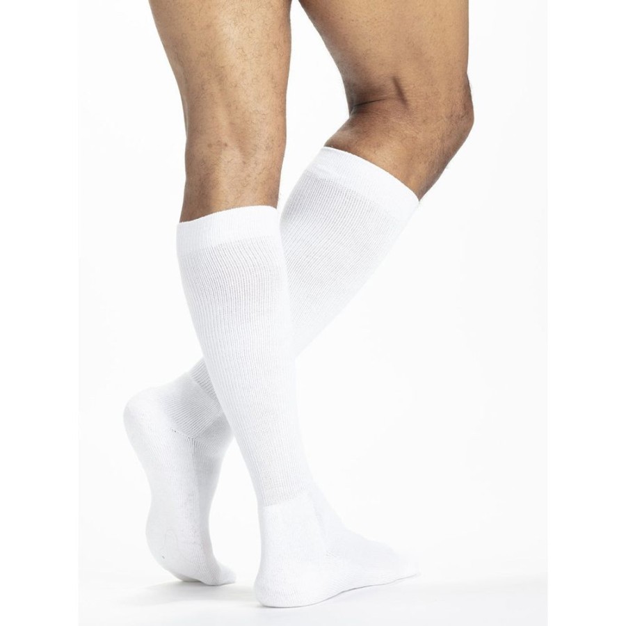 Diabetic Socks Sigvaris | Sigvaris Diabetic Compression Socks Men'S Knee High 18-25 Mmhg White