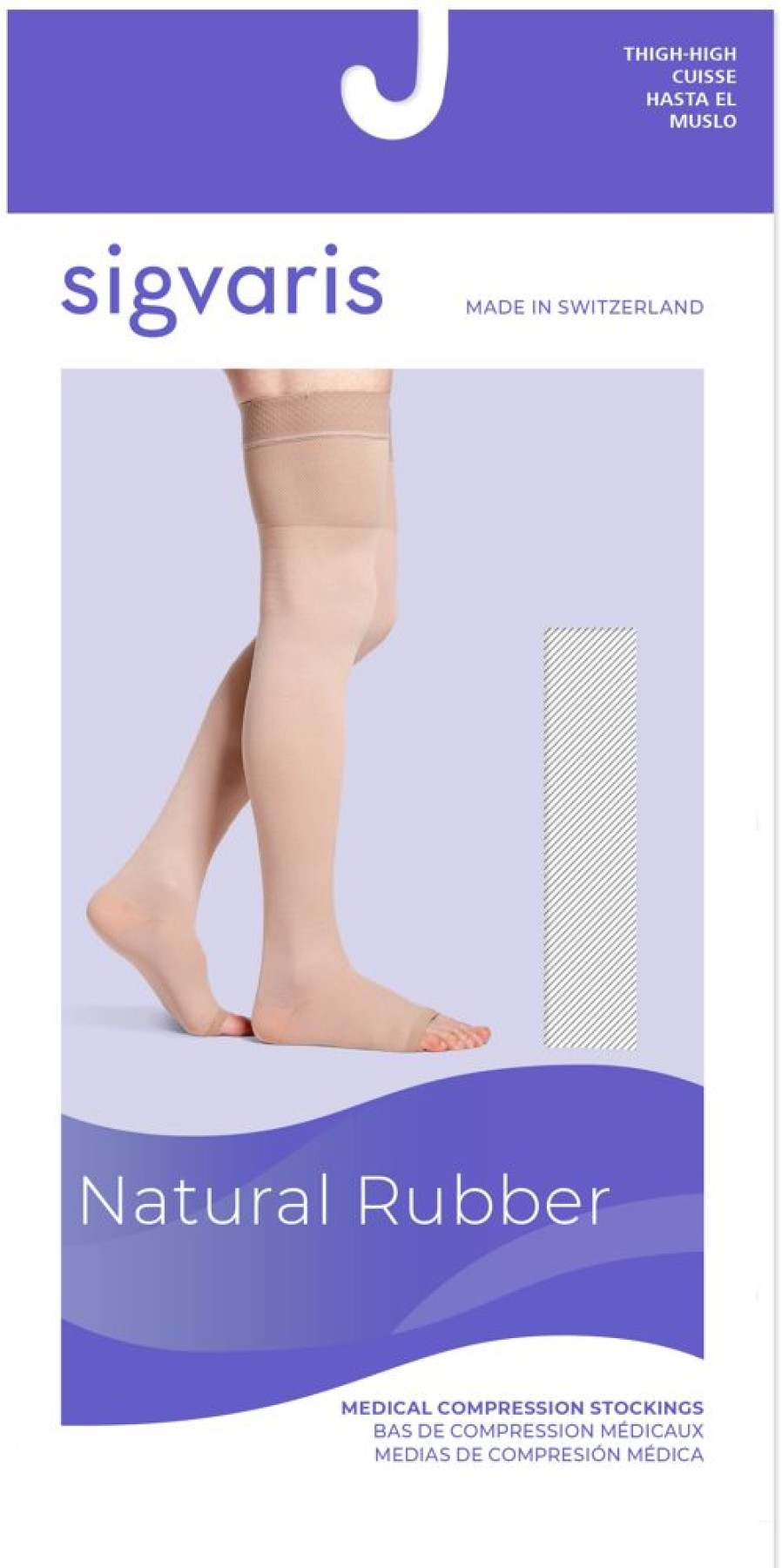 Chaps Sigvaris | Sigvaris Natural Rubber Thigh High 30-40 Mmhg, Open Toe W/ Waist Attachment Beige