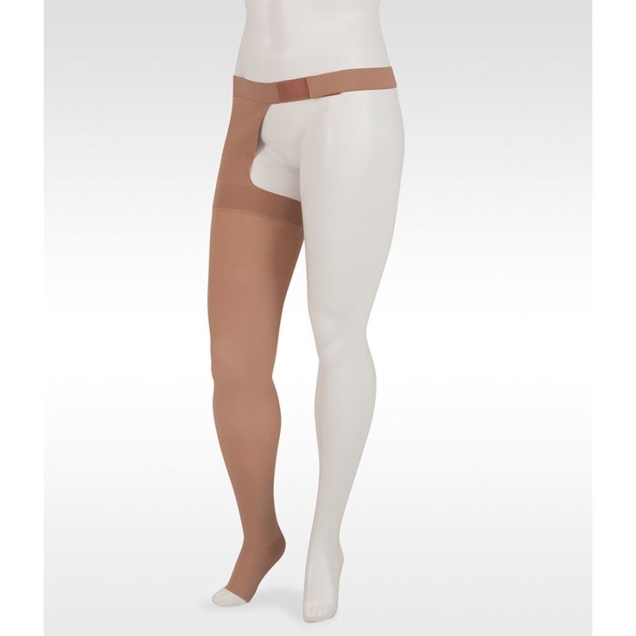 Chaps Juzo | Juzo Dynamic Thigh High 30-40 Mmhg W/ Hip Attachment, Open Toe Beige