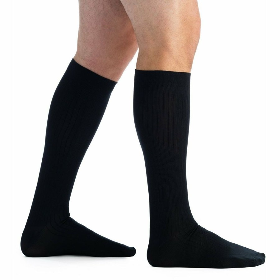 Men EvoNation | Evonation Men'S Classic Ribbed 20-30 Mmhg Knee High