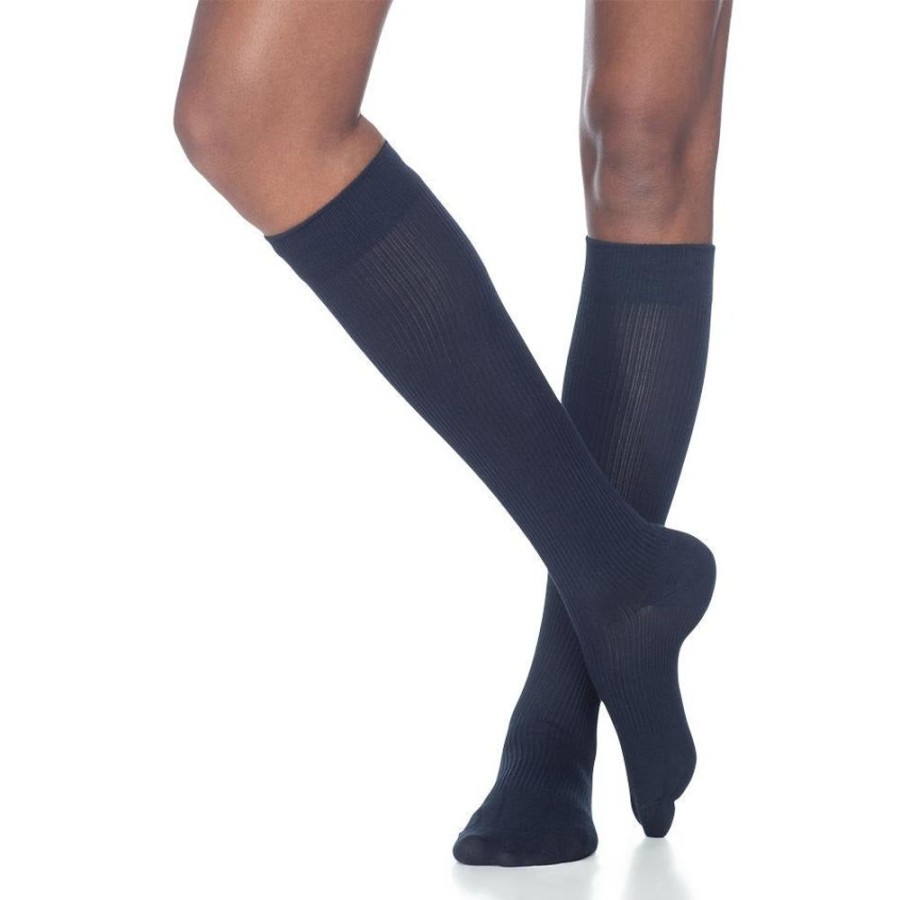 Travel Socks & Stockings Sigvaris | Sigvaris Casual Cotton Women'S Knee High 15-20 Mmhg