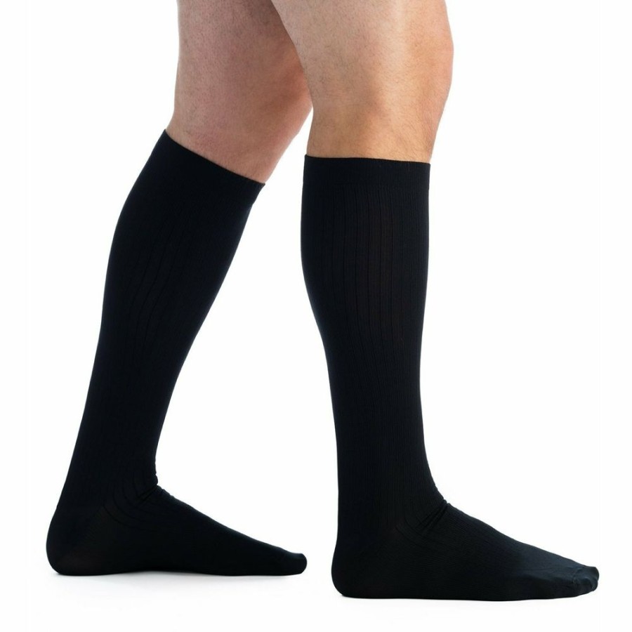 Men EvoNation | Evonation Men'S Classic Ribbed 30-40 Mmhg Knee High