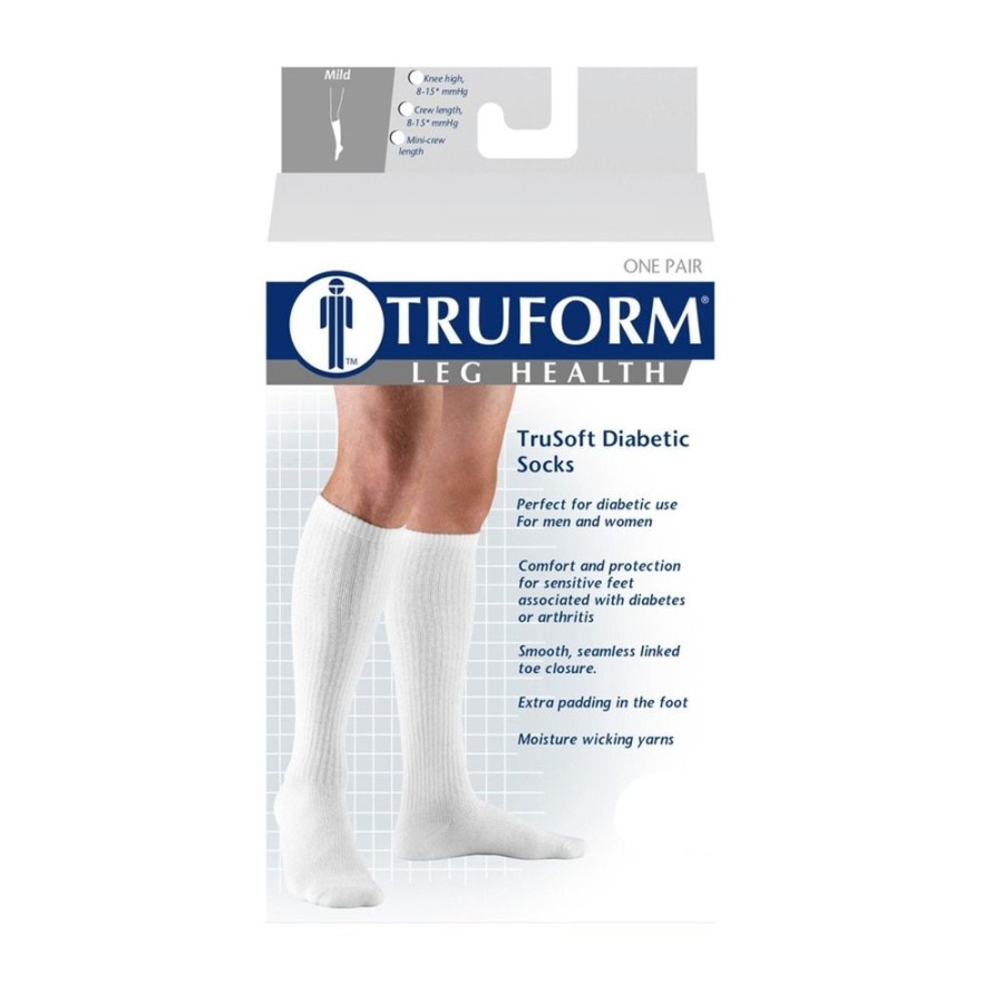 Men Truform | Truform® Trusoft Mini Crew Sock 8-15 Mmhg White