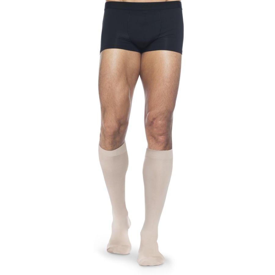 Men Sigvaris | Dynaven Opaque Ribbed Men'S Knee High 15-20 Mmhg W/ Silicone Top