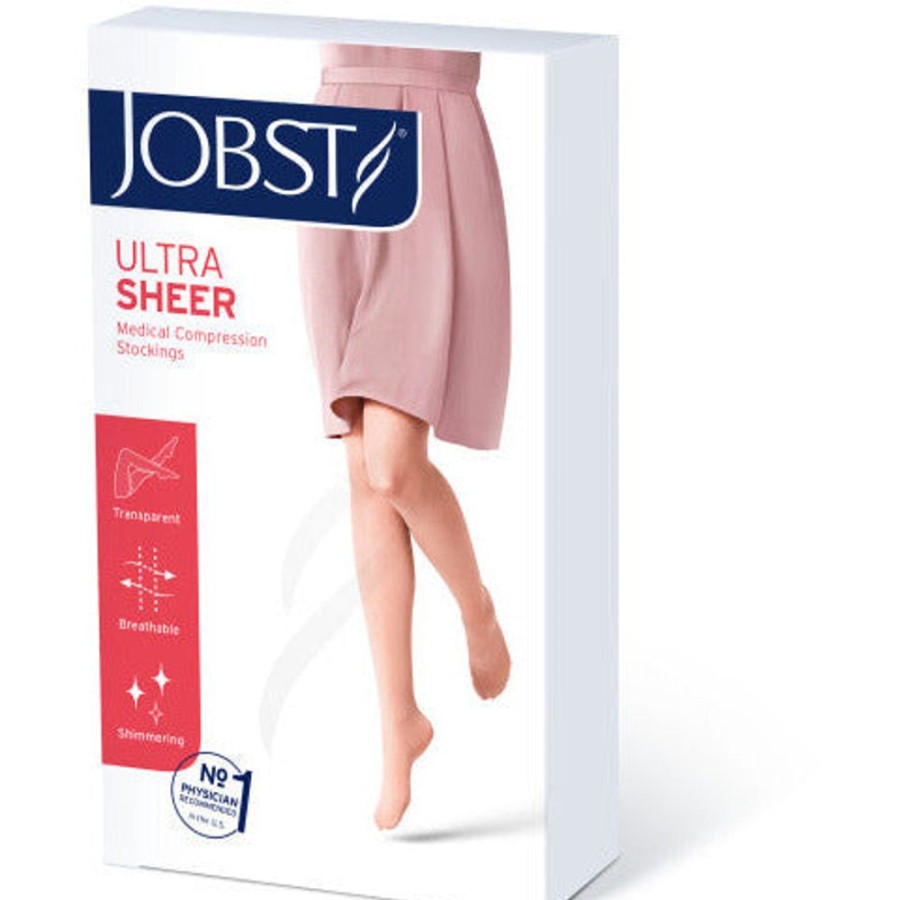 Wide & Full Calf Jobst | Jobst® Ultrasheer Women'S Thigh High 30-40 Mmhg W/ Dotted Silicone Top Band, Open Toe Natural