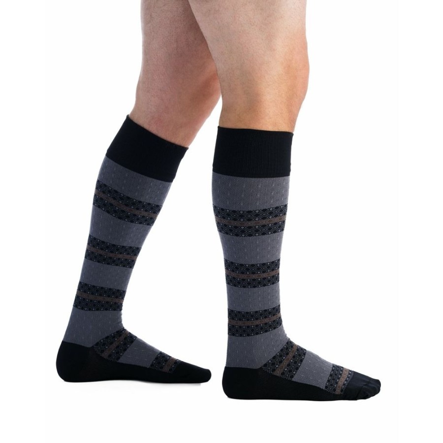 Men EvoNation | Evonation Patterns Diamond Stripe 15-20 Mmhg Knee High