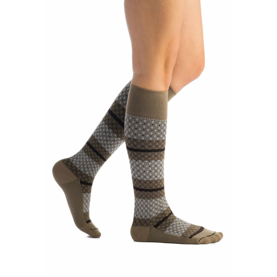 Men EvoNation | Evonation Patterns Diamond Stripe 15-20 Mmhg Knee High