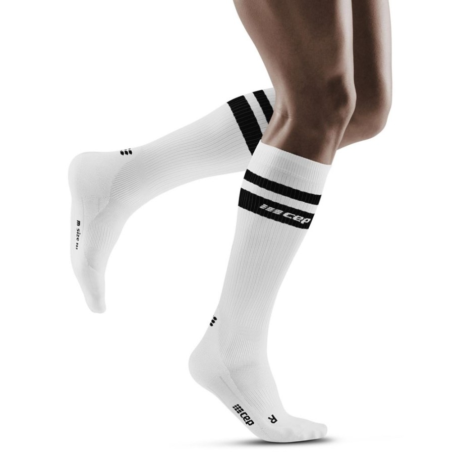 Athletic Compression Socks CEP | Cep 80'S Tall Compression Socks, Men White/Black Stripe