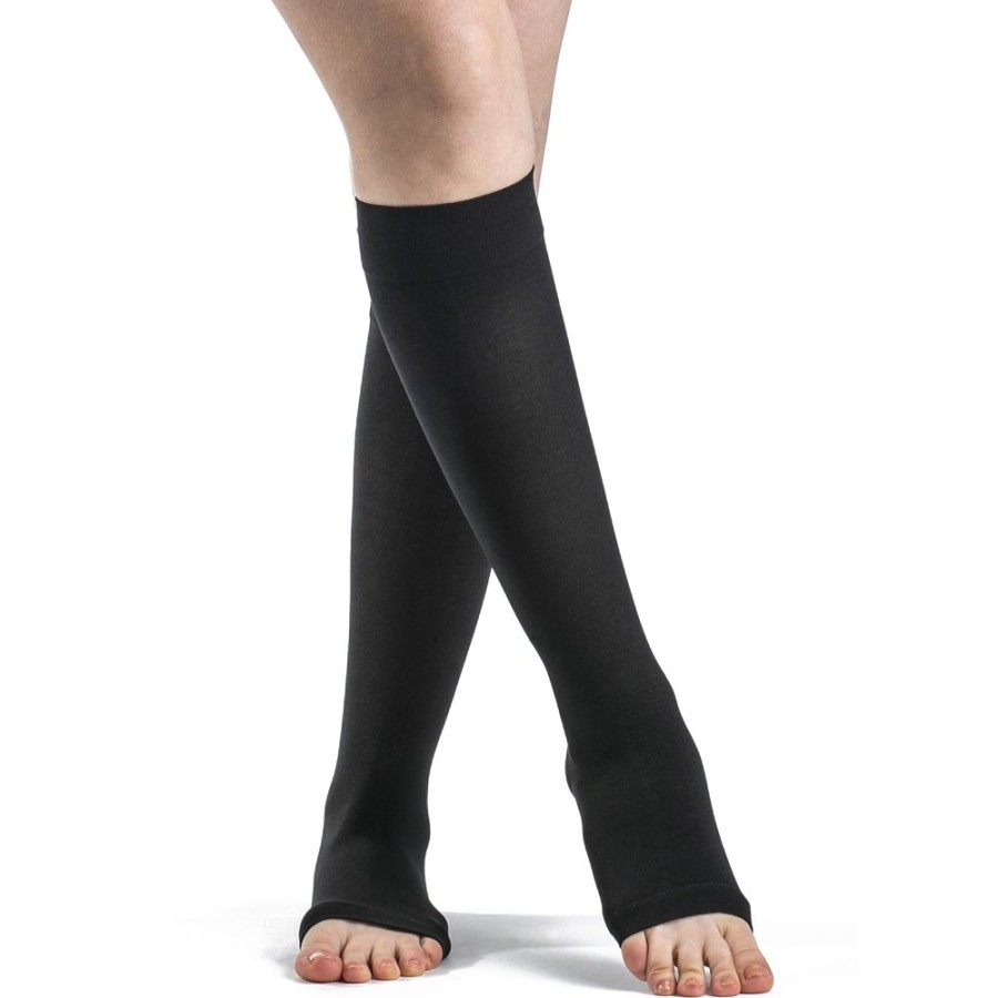 Men Sigvaris | Sigvaris Opaque Knee High 30-40 Mmhg, Open Toe W/ Silicone Band Grip-Top