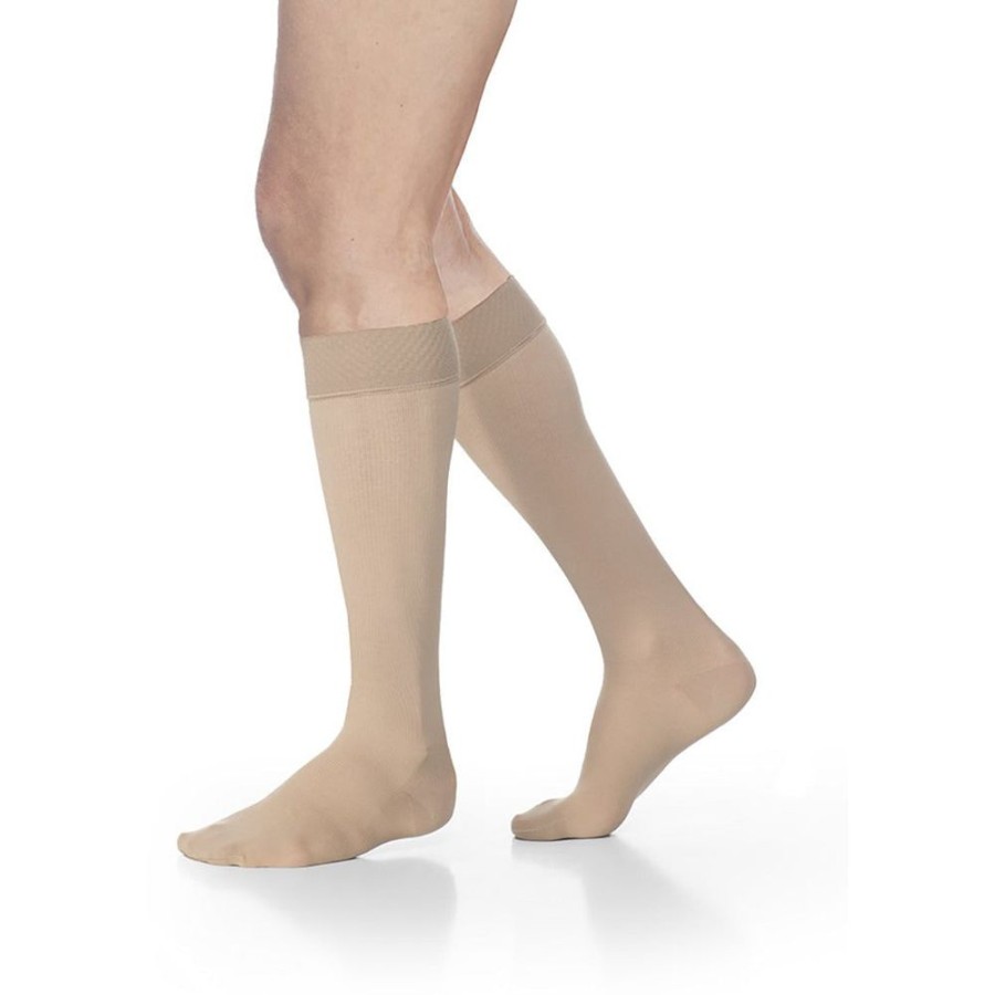 Knee High W/ Silicone Sigvaris | Sigvaris Opaque Women'S Knee High 30-40 Mmhg W/ Silicone Band Grip-Top