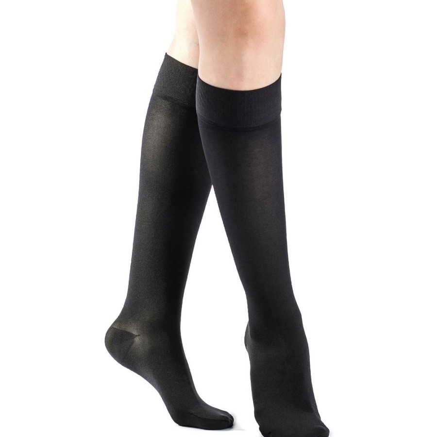 Knee High W/ Silicone Sigvaris | Sigvaris Opaque Women'S Knee High 30-40 Mmhg W/ Silicone Band Grip-Top