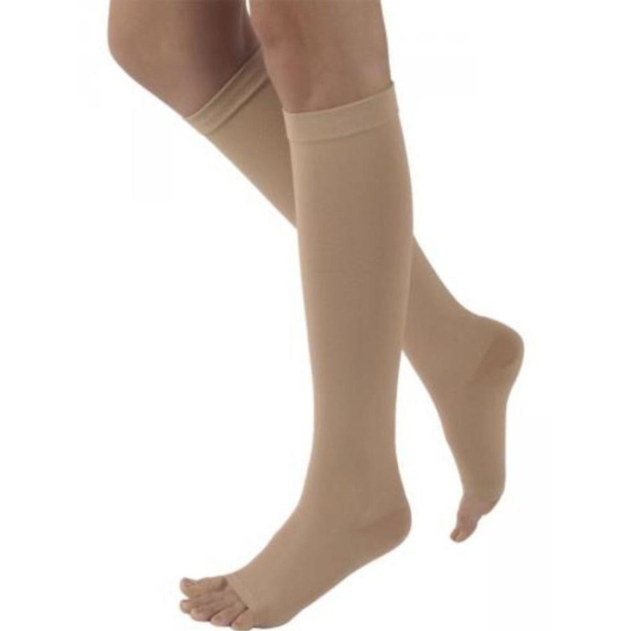 Men Sigvaris | Sigvaris Natural Rubber Knee High 40-50 Mmhg, Open Toe Beige