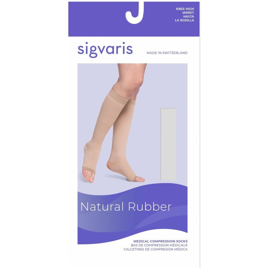 Men Sigvaris | Sigvaris Natural Rubber Knee High 40-50 Mmhg, Open Toe Beige