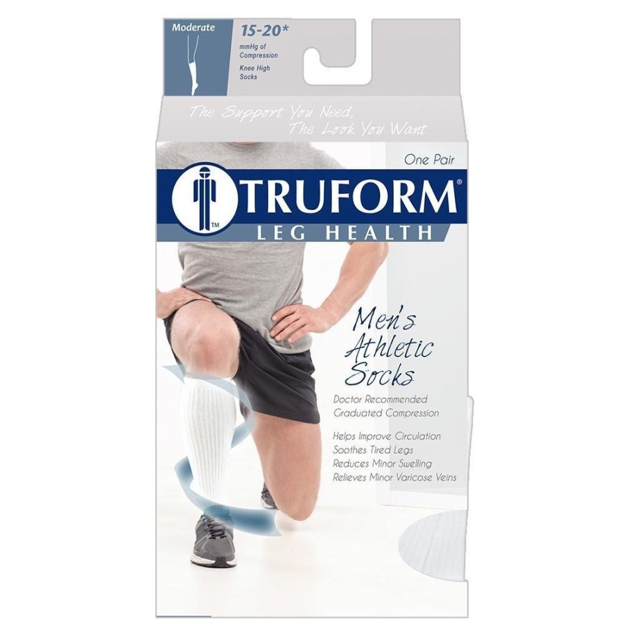 Men Truform | Truform® Men'S Athletic Knee High 15-20 Mmhg White